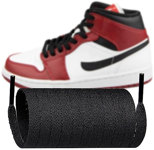 Endoto Shoelaces for Air Jordan 1/2/3/4/5/6/7/8 Replacement Flat Polyester Laces Sneaker Shoes(Color:Black,Size:55Inch)
