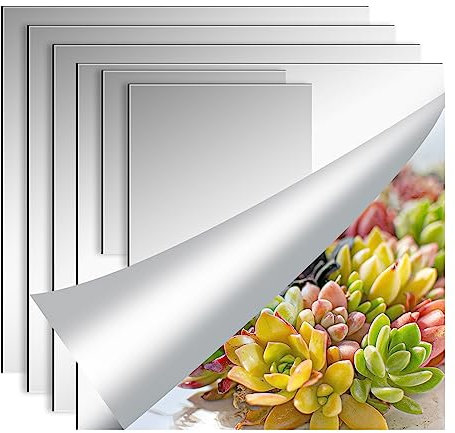 6 Piezas Espejos Adhesivos Pared HD Espejo Sin Vidrio,4 Pack 30*30cm Espejo Acrílico , 2 Pack 15*15cm Espejos Grandes sin Marco para Armarios Sala de Estar
