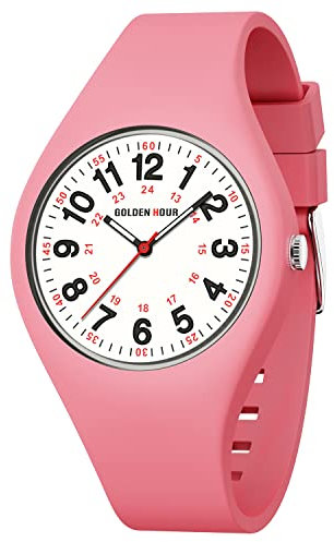 GOLDEN HOUR Armbanduhr Damen wasserdichte Digital Analoge, Unisex-Sportuhren für Uhr Damen Studenten Mädchen Jungs – leuchtende, Leicht Ablesbares Zifferblatt, Silikonarmband Krankenschwester Uhren
