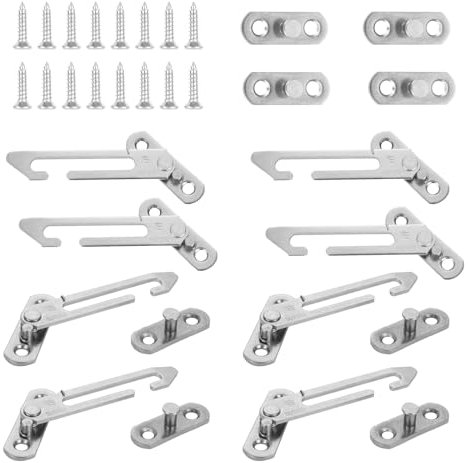 ZOFUN 8 Packs UPVC Window Restrictor Locks, 8.5 x 4.8 cm Stainless Steel Window Restrictors for UPVC, 4 Pcs Left Handed & 4 Pcs Right Handed Window Restrictor Locks for Home Office UPVC Windows
