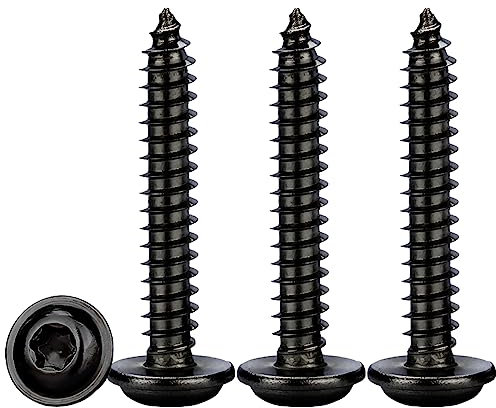 Drenky Vis à Tôle Inox M5x25mm, 50 Pièces avec Rondelle Acier Inoxydable A2 V2A Noir, Vis Autotaraudeuse à Tête Plate Dureté élevée, Filets Métriques Standard