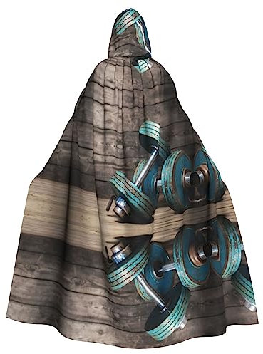PIXOLE Modularer Hantel-Druck, Umhang, Hexenumhang, Kapuzenmantel, perfekt für Halloween und Cosplay-Partys