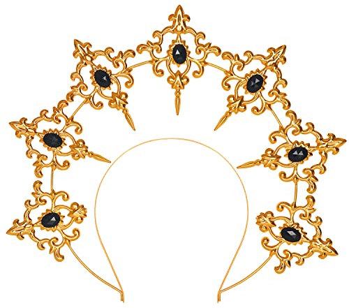 keland Sonne Halo Krone Stirnband Griechische Göttin Kopfschmuck Jungfrau Maria Barock Tiaras Haarreif für Party Hochzeit (S-Gold)