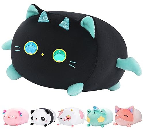 Mewaii Plüschtier Stofftiere Kawaii Katze Plüsch Kissen Große Augen Katze für Kinder Ausgestopftes Kuscheltiere Tier Geschenk Plüschkissen über 3 Jahren(20 cm)