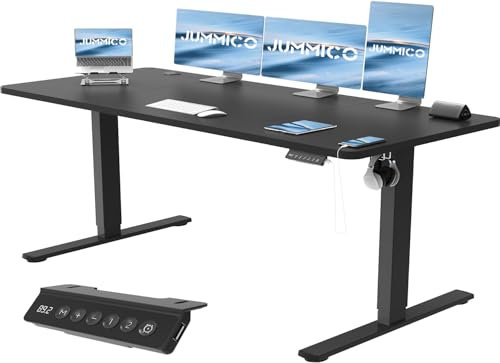 JUMMICO Höhenverstellbarer Schreibtisch mit USB-Ladeanschluss 160 x 70 cm, Schreibtisch Höhenverstellbar Elektrisch, Steh-Sitz Tisch Stehpult Verstellbarer Computertisch,Standing Desk,Schwarz