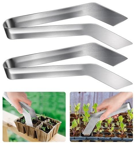 2 Stück Setzling-Pflanzzange, 22,6 cm, Edelstahl, Gartenpflanzen, Umpflanzzange, Setzling-Entfernungszange zur Reduzierung von Wurzelschäden