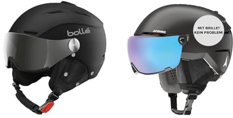bollé - BACKLINE Visor Black Silver Matte - Silver Gun L 59-61cm & Atomic Savor Visor Stereo Skihelm mit Visier - Schwarz - Größe L - Maximale Stoßdämpfung - Active Aircon Belüftungssystem