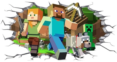 IOSCDH Mine-craft Wandaufklebeingn Wandsticker Kinderzimmer Creeper Aufkleber wasserdichte Vinyl Cartoon AufkleberDekoration Fotohintergrund Mine-craft Party Dekoration - C