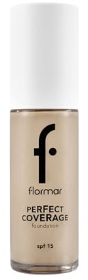 Flormar Perfect Coverage Foundation 135 Hazel - Flüssige Foundation mit hoher Deckkraft & SPF15 – Langanhaltendes, feuchtigkeitsspendendes Make-up für trockene & reife Haut – 100 Light Ivory Np