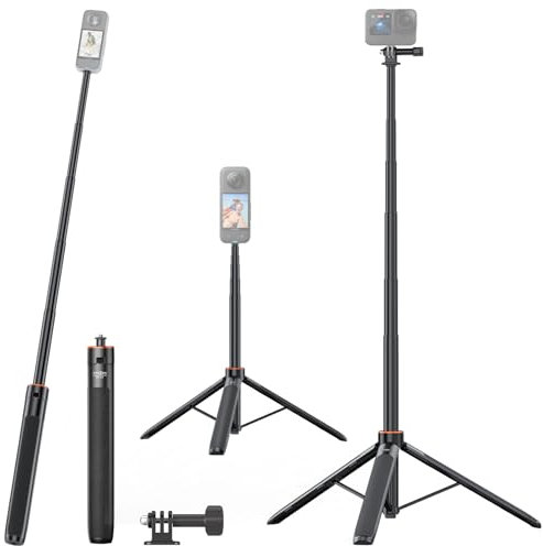 53.2 Extendable Selfie-Stick with Integrated Tripod Stand for Insta 360 X4/X3/ONE X2/ONE X/ONE RS (1-Inch 360 excluded)/Ace/Ace Pro/Ace Pro 2 Cameras
