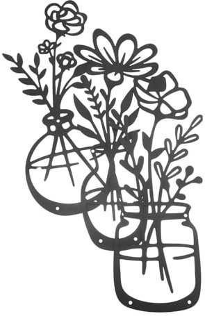 Amosfun 3St dekorative Vase Blumenvase wandblumen Gartendekoration Schwarze Metallwanddekoration Innenraumdekoration Eisenvase zum Aufhängen Metallvase als Wanddeko Wandverzierung Wandvase