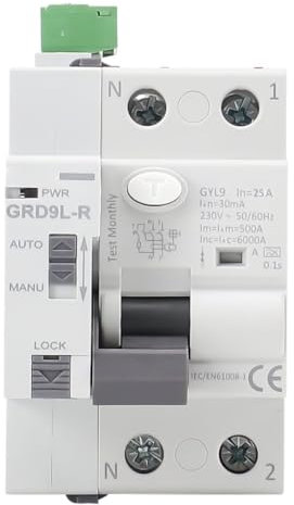Le Garage - Diferencial Auto Rearmable Superinmunizado - 2P 25A 30mA 6Ka - Interruptor Diferencial Tipo A SI - RCCB Autorrearmable - Carril Din