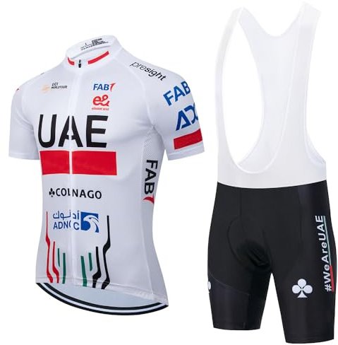 X-CQREG Radtrikot Herren Set Kurze Radhose Set Sommer Mountainbike Fahrradanzug Anti-UV Fahrrad Team Rennsport Uniform Kleidung, Weiß 1, S