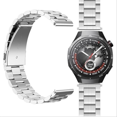 GIOPUEY Correas Compatible con Huawei Watch GT 6 46mm/GT 6 Pro/GT5 46mm/GT5 Pro Acero inoxidable La Correa [Resistente al Desgaste] Pulsera - silver