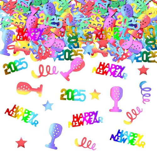 GoldRock Konfetti Streudeko Silvester Deko 2025 Groß 1,5-4,8cm, Silvester Streudeko, Glitzer Silvester Tischdeko Konfetti Silvester, Happy New Year Deko Confetti,Streudeko Neujahr Deko Silvester Party