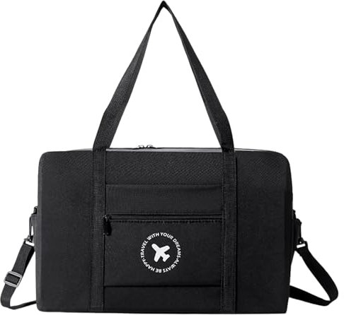 Amexo Handgepäck Tasche für Flugzeug 40x20x25 Handgepäck Koffer 25L Faltbare Reisetasche Weekender Sporttasche Gepäck Tasche Koffer Tasche Kabine Handtaschen für Herren und Damen (Schwarz)