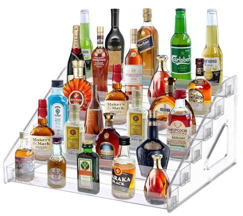 RichLuck Acrylic Riser Display Shelf,6 Tiers Display Riser for Liquor Bottle,Transparent Display Stand for Pop Figures, Perfume Organizer Nail Polish Makeup Collection Countertop Tabletop