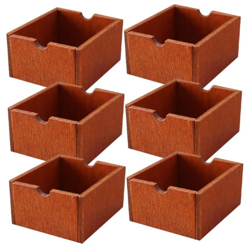KOMBIUDA 6stücke Teiliges Miniatur Holzkorb Rustikale Aufbewahrungskörbe Für Kreative Deko Und Spielzeugmodelle Für Bastelprojekte Und Miniatur-layouts