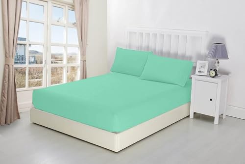 Extra Deep Fitted Sheets 16/40CM Deep Luxury Percale in 15 Colours (Duck Egg, Super King + Pillowcase Pair)