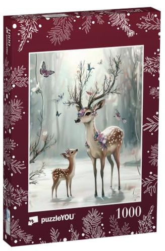 puzzleYOU: Puzzle 1000 Teile „Magischer Hirsch im Winterwald“ – aus der Puzzle-Kollektion Weihnachten