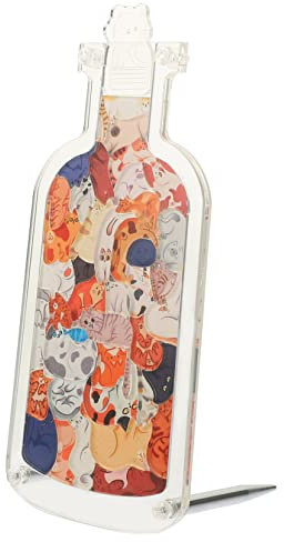 BESPORTBLE Decorative Drift Bottle Puzzle Cute Cartoon Cat Design for Kids and Home Decor, Creative Desktop Ornament Toy Set, Unique Puzzle Accessory