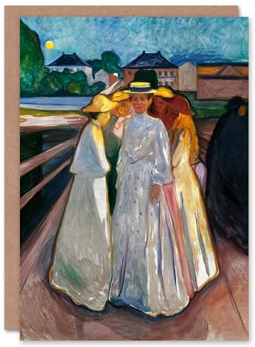 Artery8 Edvard Munch Art Card Group of Women On the Bridge