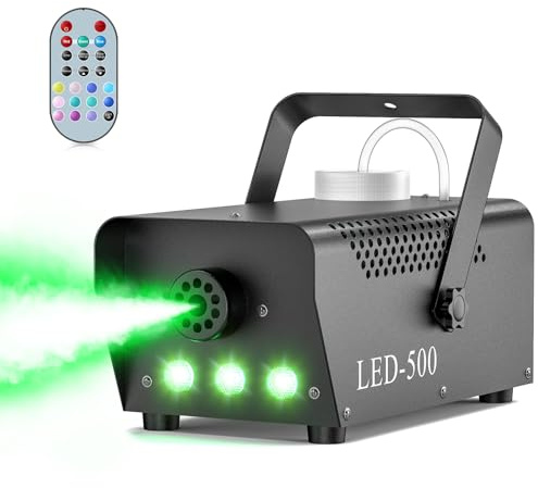 Machine a Fumee 500W, Machine à Brouillard Portable 3 RGB LED, Machines à fumée avec Télécommande pour Halloween, Noël, Fête, Mariage