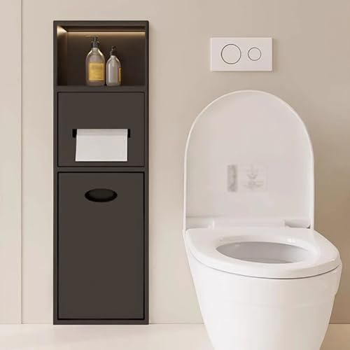 Toilettenpapierhalter Unterputz Toilettenpapier-Nische in Der Wand mit Telefonablage und Mülleimer, Moderner Toilettenpapierhalter für Die Badezimmerrenovierung, Platzsparender Wandschrank