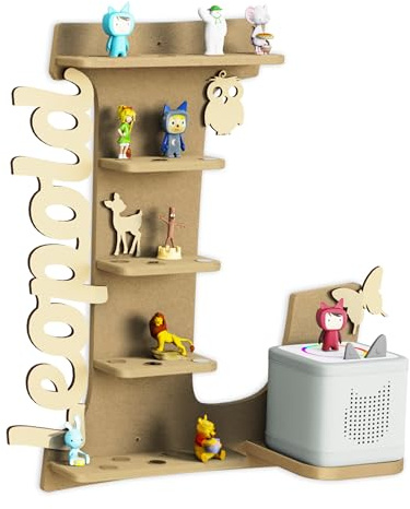 Holzura Regal Buchstabe L für Toniebox 2 zum selber Bauen, DIY Wandregal für Toniefiguren, Aufbewahrung für Tonies, Halterung für Musikbox, 10mm Bausatz