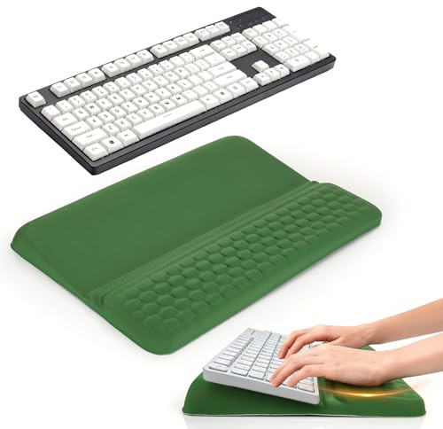 WENLISELL 2-in-1 Computer Keyboard Stand with Wrist Rest, Green Ergonomic Keyboard Wrist Rest with Stand, Memory Foam Keyboard Riser Stand for Home Office