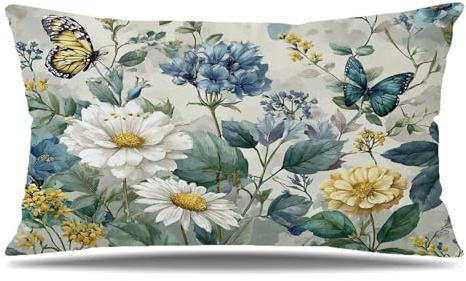 Kissenbezug 50x60 cm Samt Kissenbezüge Schmetterling Rechteckige Dekokissen, XXL Doppelseitig Gedruckt Sofakissen Atmungsaktiv Kissenhülle mit Verstecktem Reißverschluss, Deko Wohnzimmer, Beige Q9-348