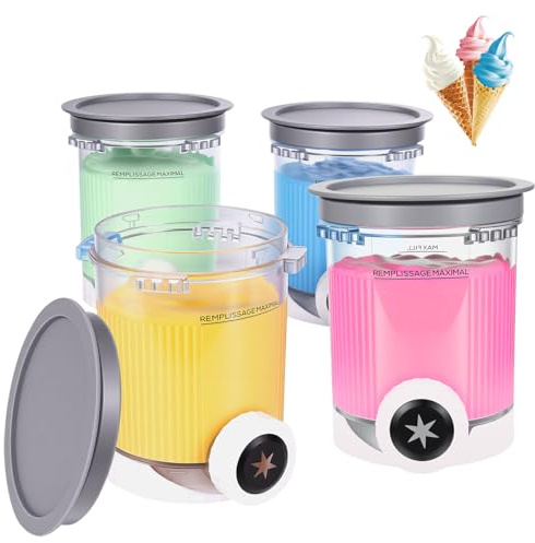 YONHESHI 4 Stück für Ninja Swirl Creami Behälter 480 ml Eisbehälter - Kompatibel mit Ninja Creami NC701 & NC700 Serie Eismaschinen - BPA-frei & Spülmaschinenfest（Grau）