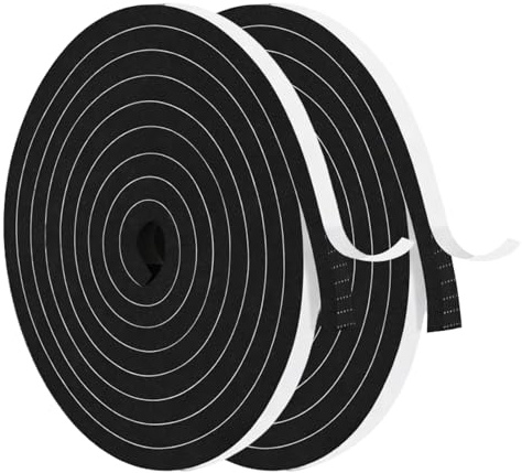 10M Joint Porte et Fenêtre Isolant(10mm x 6mm), Bande Mousse Adhésive Anti-Froid, Antichoc et Anti-Glisse, Isolation Bruit et Thermique, 2 Rouleaux Total pour Porte d’Entrée