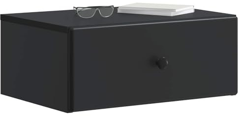 vidaXL Wandmontierter Nachttisch Schwarz 49 x 34,5 x 20 cm, Moderne Schlafzimmermöbel, rechteckiger Nachttisch mit viel Stauraum, kompakter Tisch für kleine Räume