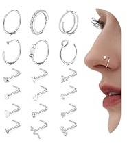Diamday 18er Nasenpiercing Stecker Nasenring Set Chirurgenstahl 18G 20G | Nasenpiercing Ring 316L Chirurgenstahl Piercing Set Hypoallergener Doppeltes Opal Zirkonia Nostril Piercing für Damen Herren