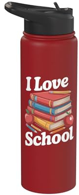 I Love School Books Mele Matite Fun Stainless Steel Insulated Water Bottle