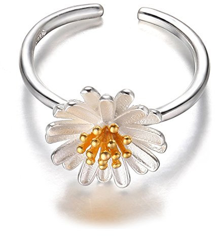 Helen de Lete Gänseblümchen Blume 925 Sterling Silber offenen Ring