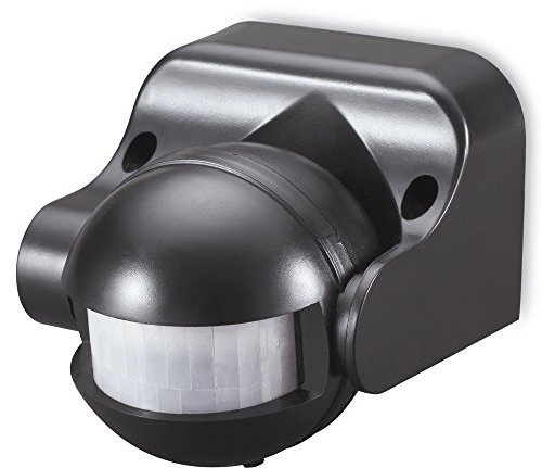 conecto Infrarot Bewegungsmelder innen+außen Aufputz Wand LED 180° schwenkbar neigbar IP44 Dämmerungssensor (2er Set), schwarz