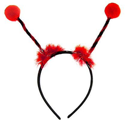 Oblique Unique® Haarreif Marienkäfer mit Bommeln Haarreifen Kostüm Accessoire für Karneval Fasching Motto Party Schwarz Rot