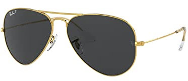 Ray-Ban Unisex RB3025 Classic Polarized Aviator Sunglasses, Legend Gold/Polarized Black, 55 mm