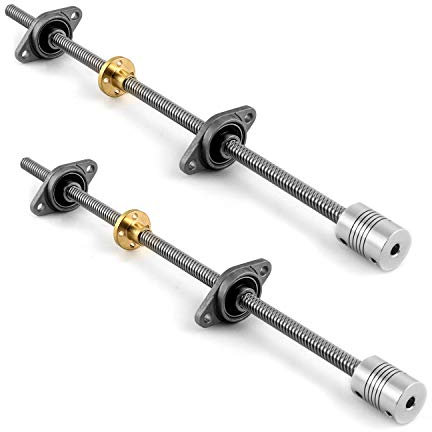 QWORK® 2 Sets 300 mm 8 mm T8 Gewindestange Leitspindel für 3D-Drucker , Führen Schraube , Kupfer Mutter , Kupplung , Pillow Block Kugellager , Sechskantschlüssel