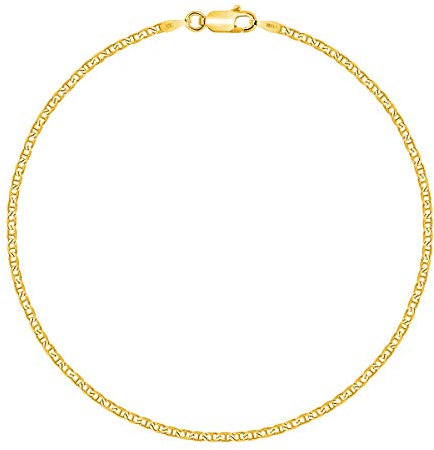 PLANETYS - Bracciale a maglia marina in argento 925/1000 placcato oro giallo 18 carati larghezza 1,8 mm, Taglia unica, Argento sterling Oro giallo Argento