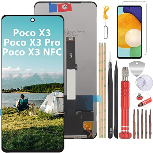 YHX-OU LCD para Xiaomi Poco X3 NFC Poco X3 Pro Pantalla Táctil de Repuesto de Digitalizador con Herramientas de Instalación (Negro)