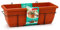 Tradineur - Jardinera para balcón con Plato Integrado y Soporte metálico - PLFT - Fabricado en plástico - Capacidad de 10 L - 17 x 50 x 19,5 cm - Color Marrón