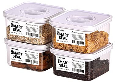Neoflam® Vorratsdosen mit Deckel luftdicht & Einhanddrehverschluss | Vorratsdosen - BPA frei | Aufbewahrungsbox Küche | Vorratsboxen mit Deckel | weiß - 4x 0.55L