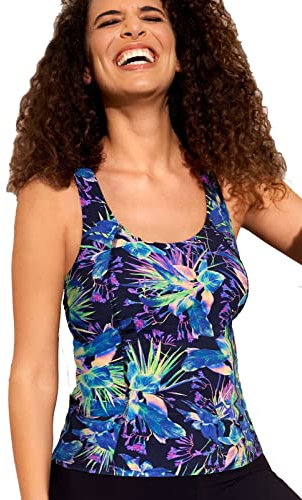 amoena Lagos Prothesen Tankini mit Prothesentaschen | UV-Schutz und Shaping Effekt | Größe: 42 | Enganliegender Schnitt und Einsatz | Hoher Halsausschnitt | Stützendes Bustier