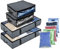 Mintry 90L Underbed storage boxes- Pack of 4 under bed storage box with 5x Bonus Large Zip lock Bags- Clothes storage boxes with lid & PVC Window For Quilts, Blankets & Clothes
