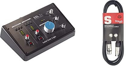Solid State Logic SSL 2+ (2 Plus) USB Audio Interface - 24 bit/192 kHz, 2-in 4-out & Stagg SMC3 3m XLR to XLR Plug Microphone Cable, Black