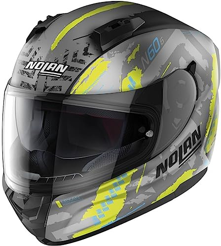 Nolan N60-6 Wheelspin Integralhelm (graumatt/gelb/blau), M (57)