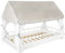 Velinda Kinderbett Hausbett Abenteuerbett Einzelbett + Absturzsicherung & Dach 160x80 (Bettfarbe: weiß)